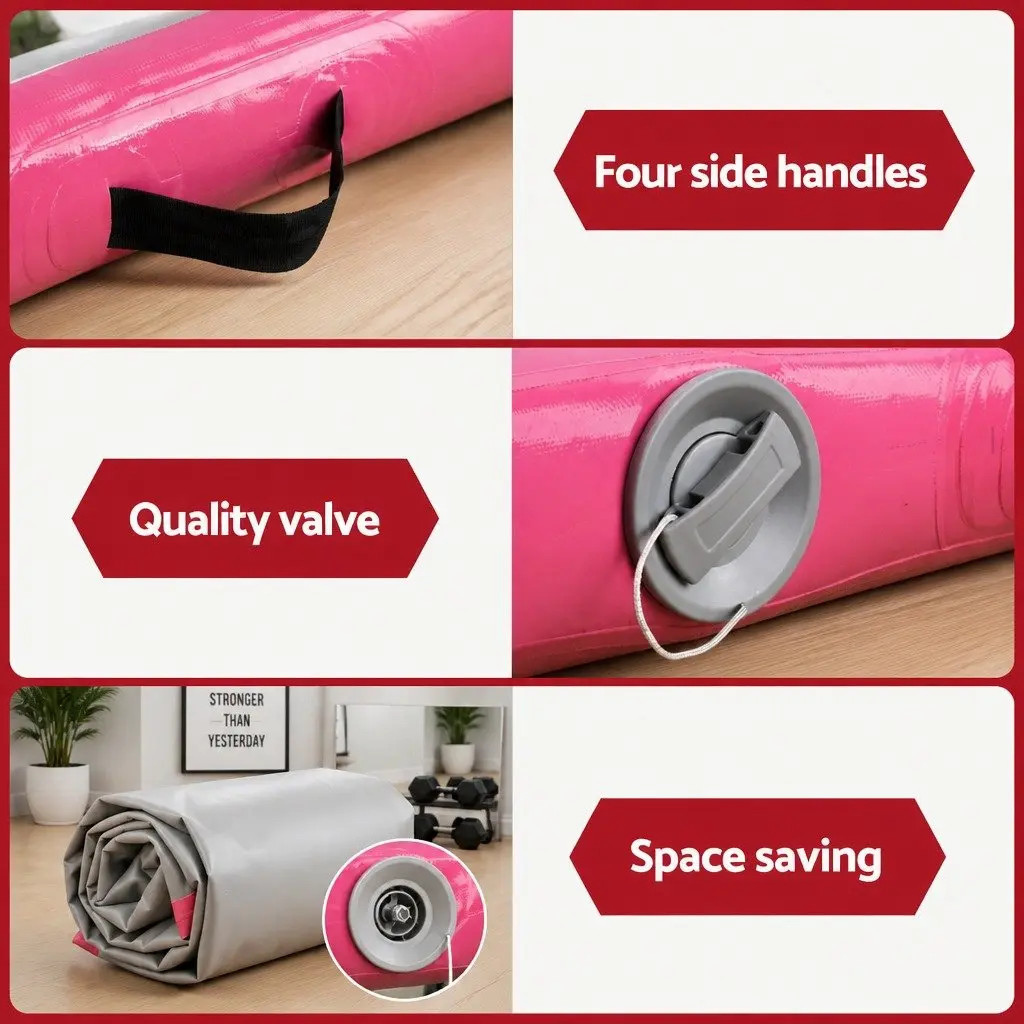 Air Track Inflatable Tumbling Mat 4M 1000-Denier Double-Wall Fabric Anti-Slip Pink or Black