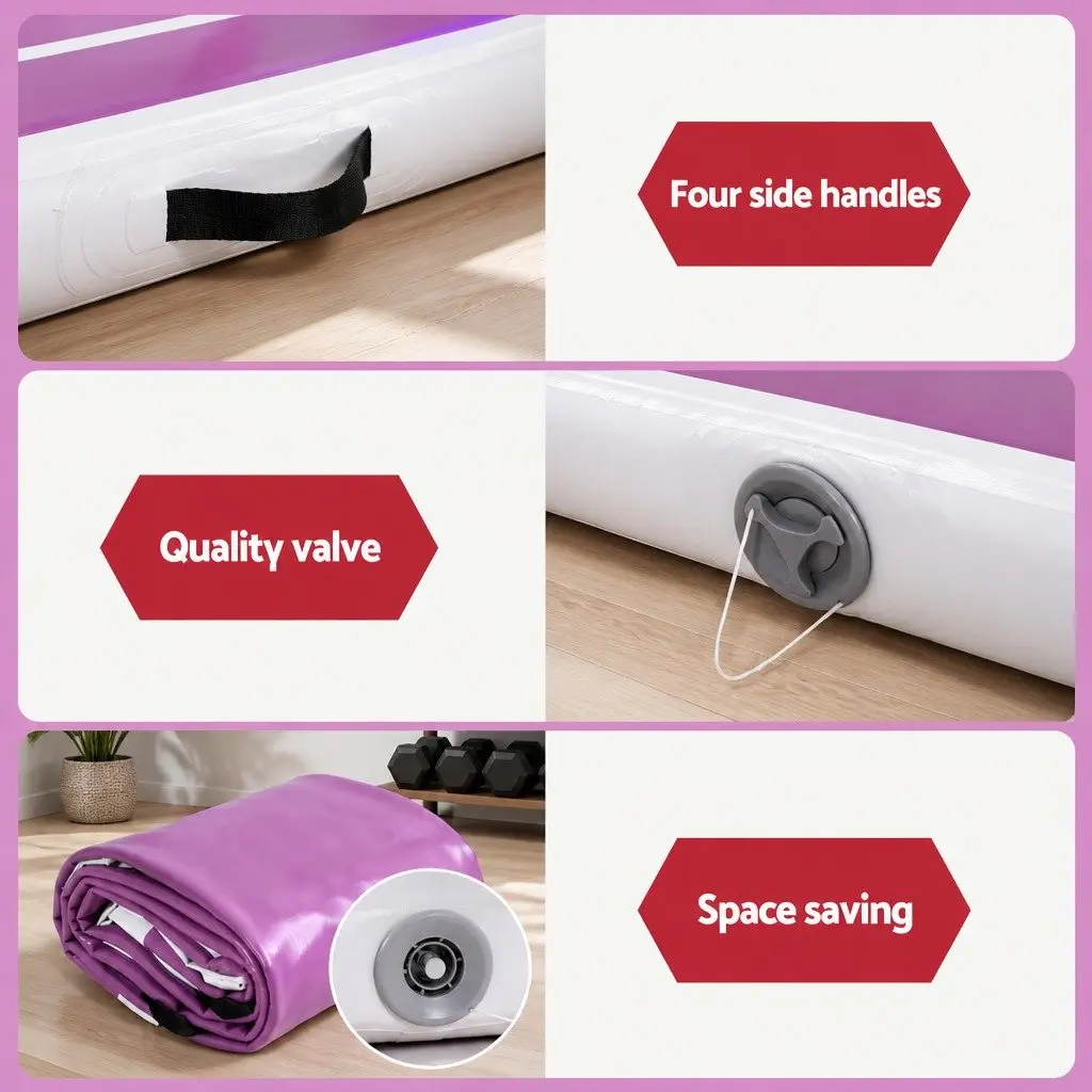 Air Track Mat Inflatable 4M Gymnastics Tumbling Yoga Training Purple or Black
