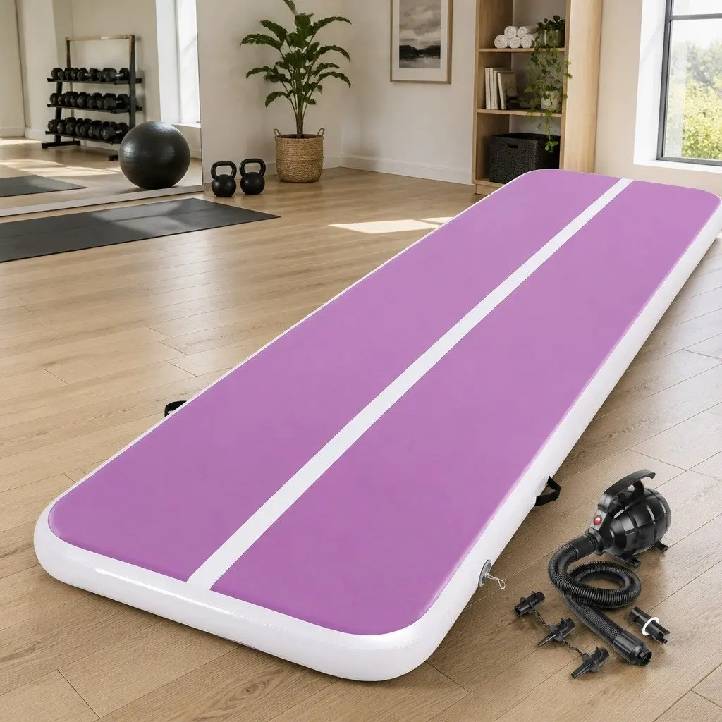 Air Track Mat Inflatable 4M Gymnastics Tumbling Yoga Training Purple or Black