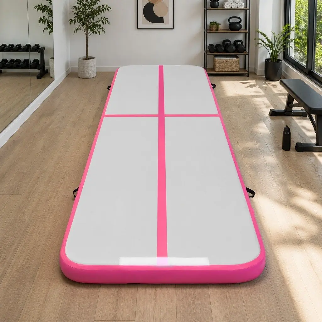Air Track Gymnastics Tumbling Mat Inflatable 4M x 1M Pink