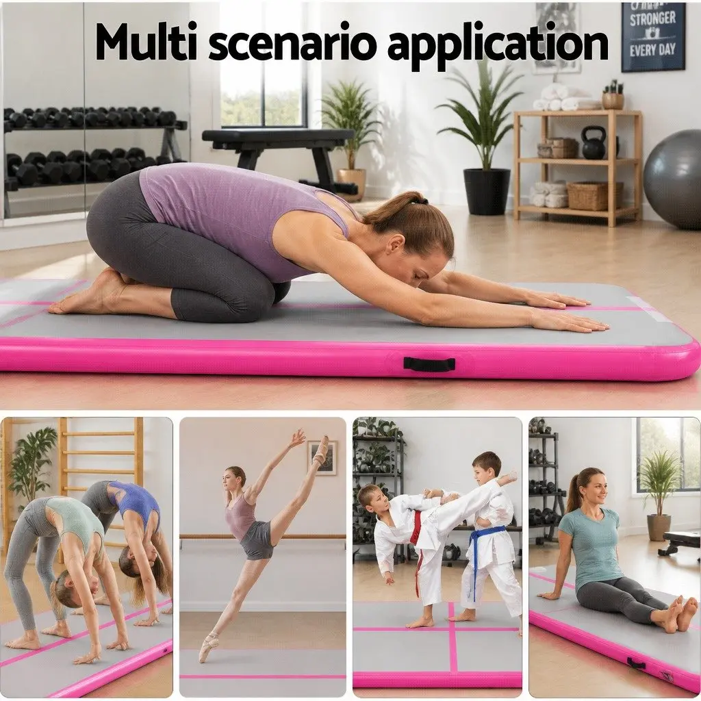 Air Track Gymnastics Tumbling Mat Inflatable 4M x 1M Pink