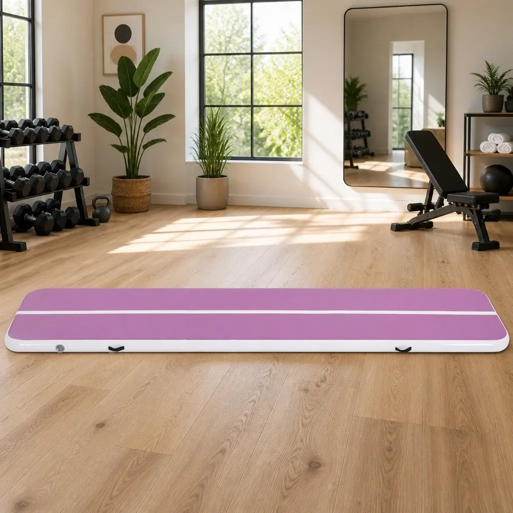 Air Track Gymnastics Mat Inflatable 4M Purple 1000-Denier Double-Wall Fabric Anti-Slip Wear-Resistant Surface