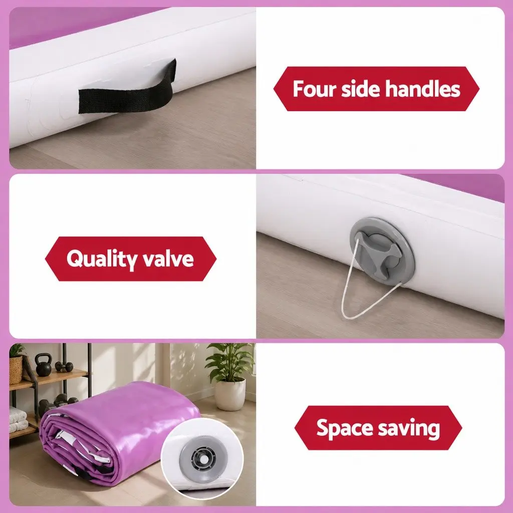 Air Track Gymnastics Mat Inflatable 4M Purple 1000-Denier Double-Wall Fabric Anti-Slip Wear-Resistant Surface