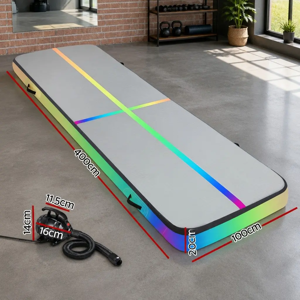 Air Track Gymnastics Mat Inflatable 4M Double-Wall Fabric Anti-Slip Multiple Colour Options