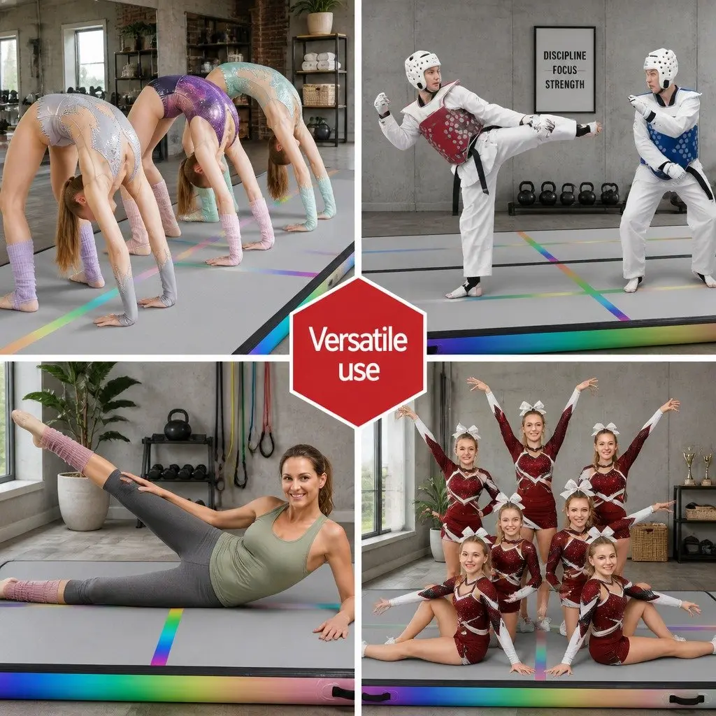 Air Track Gymnastics Mat Inflatable 4M Double-Wall Fabric Anti-Slip Multiple Colour Options