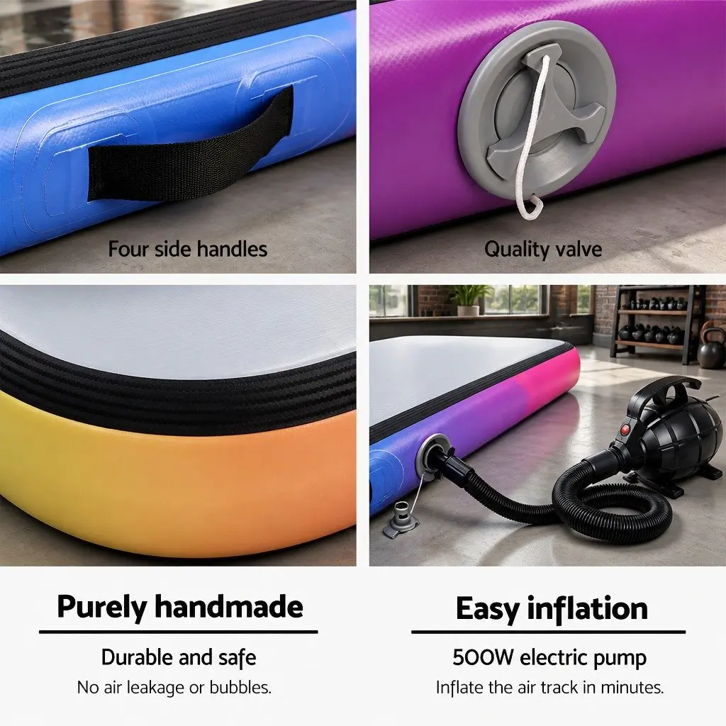 Air Track Gymnastics Mat Inflatable 4M Double-Wall Fabric Anti-Slip Multiple Colour Options