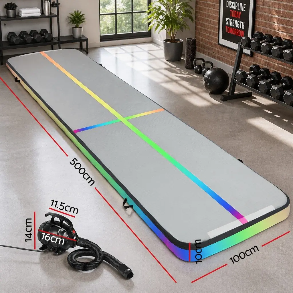5M Inflatable Air Track Gymnastics Tumbling Mat Double-Wall Fabric Anti-Slip Multiple Colours