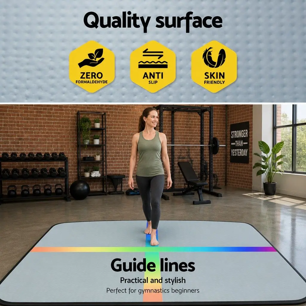 5M Inflatable Air Track Gymnastics Tumbling Mat Double-Wall Fabric Anti-Slip Multiple Colours