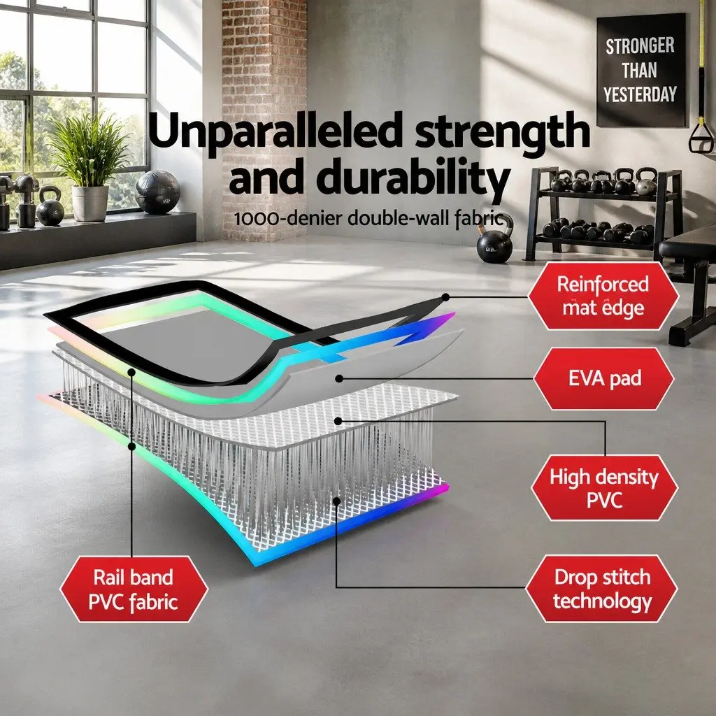 5M Inflatable Air Track Gymnastics Tumbling Mat Double-Wall Fabric Anti-Slip Multiple Colours