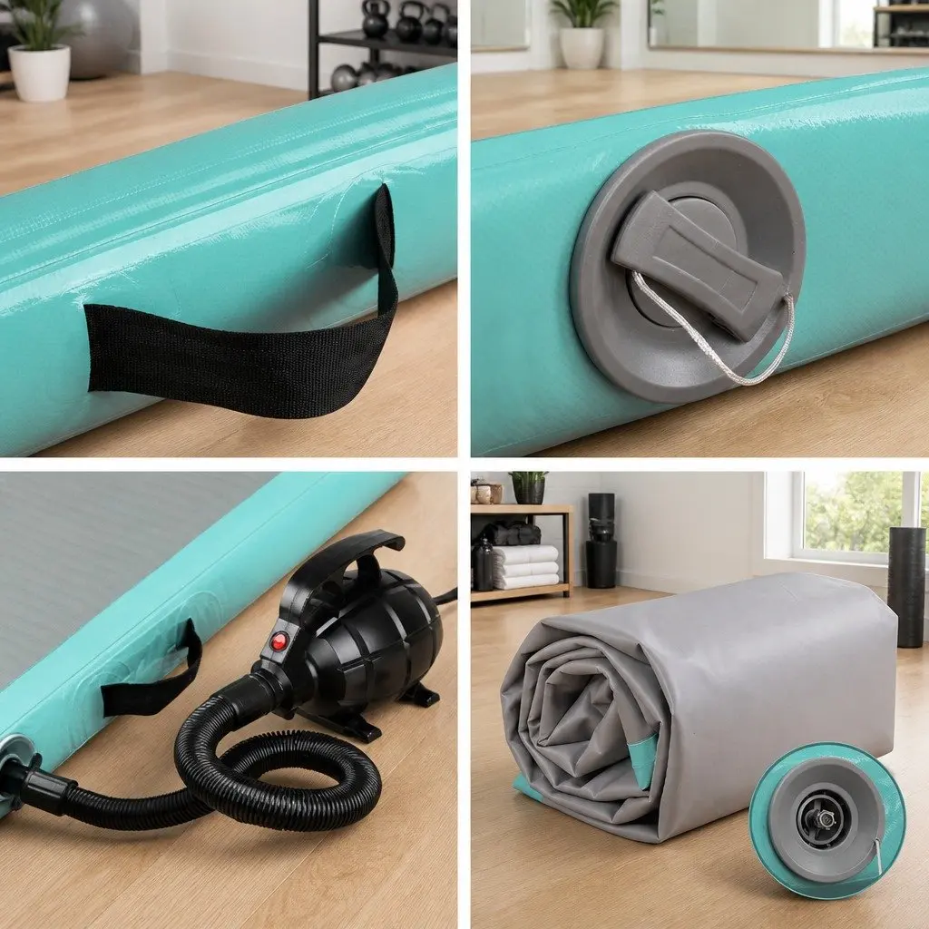 Inflatable Air Track Mat 5M Drop Stitched 1000-Denier Double-Wall Fabric Anti-Slip Black
