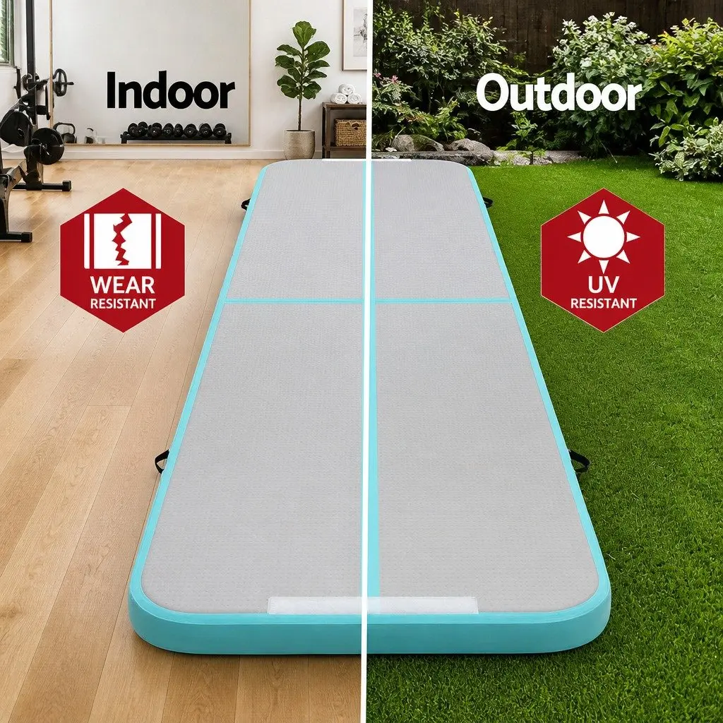 Inflatable Air Track Mat 5M Drop Stitched 1000-Denier Double-Wall Fabric Anti-Slip Black