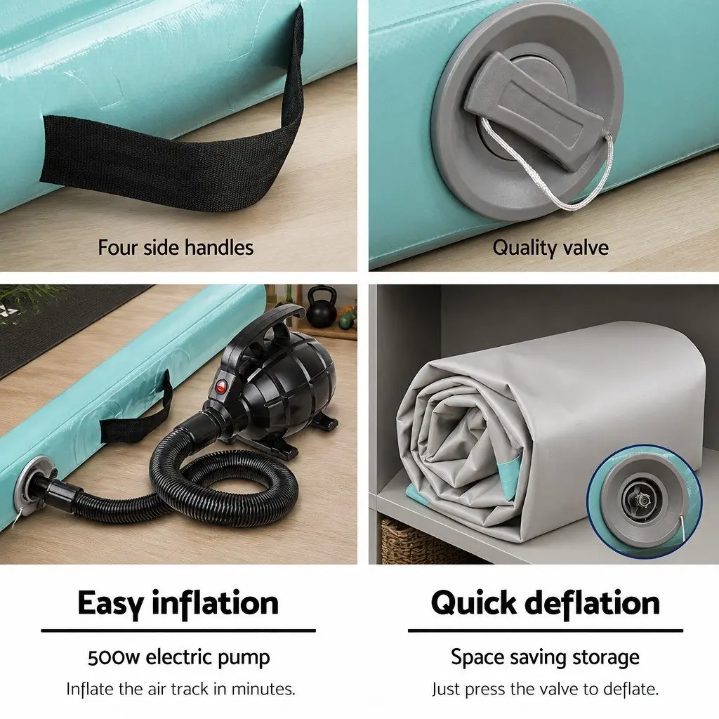 Inflatable Air Track Mat 5M Drop Stitched 1000-Denier Double-Wall Fabric Anti-Slip Black