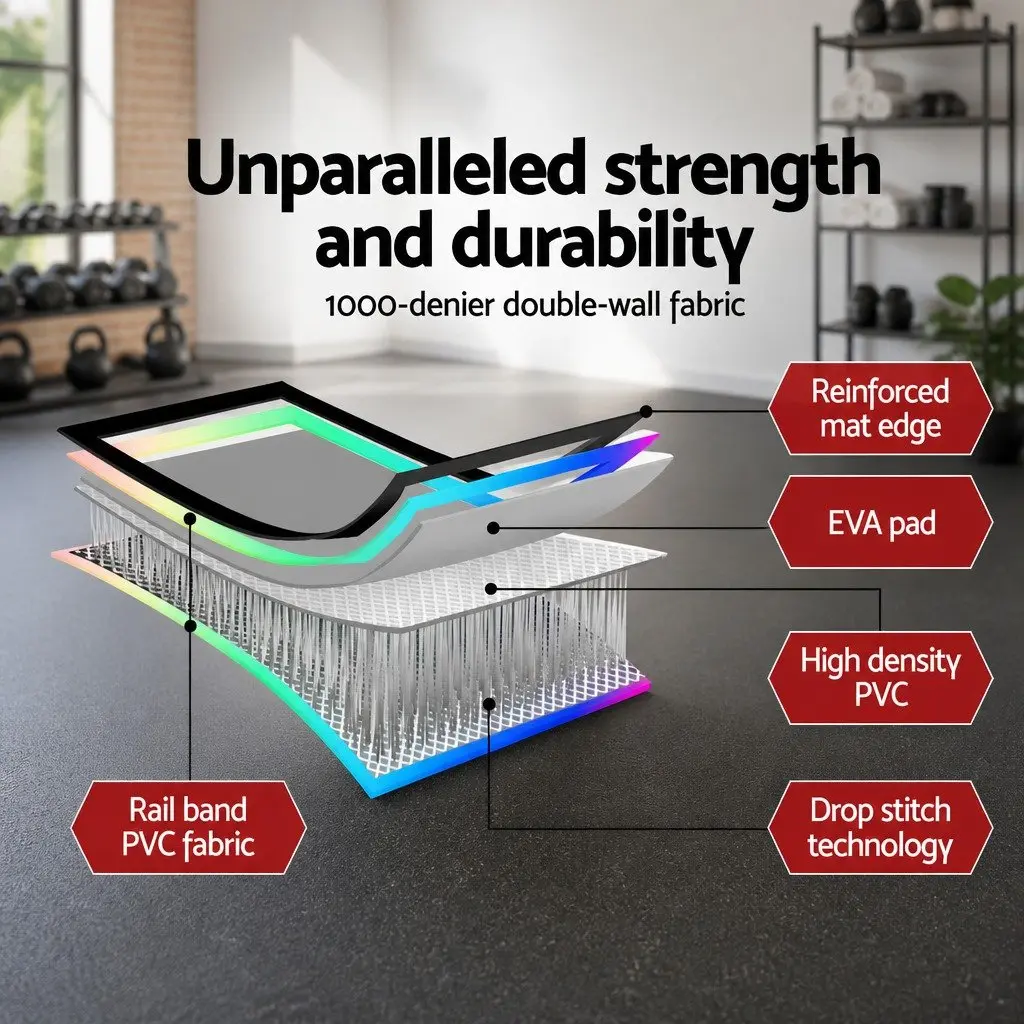 Air Track Inflatable Tumbling Mat 5M Double-Wall Fabric Anti-Slip Portable Multiple Colours