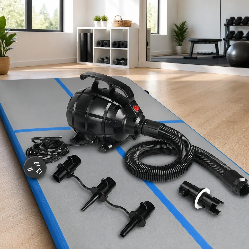 500W Electric Inflatable Air Pump Black for Gymnastics Mats and Home Fitness Quick Inflate Deflate