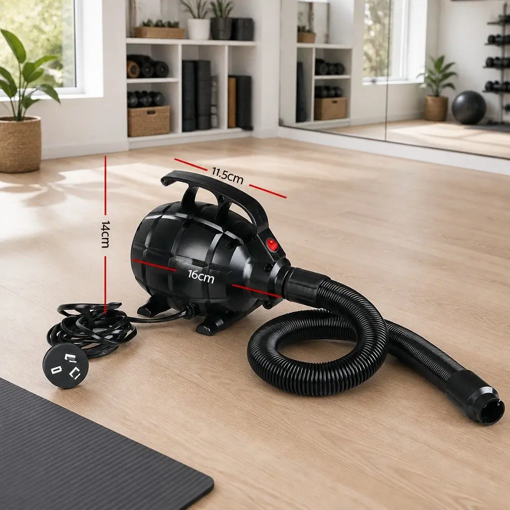 500W Electric Inflatable Air Pump Black for Gymnastics Mats and Home Fitness Quick Inflate Deflate