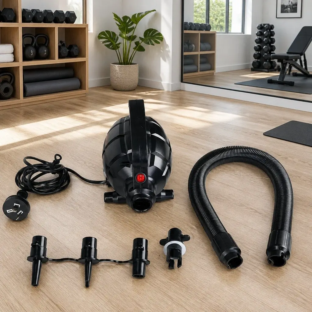 500W Electric Inflatable Air Pump Black for Gymnastics Mats and Home Fitness Quick Inflate Deflate