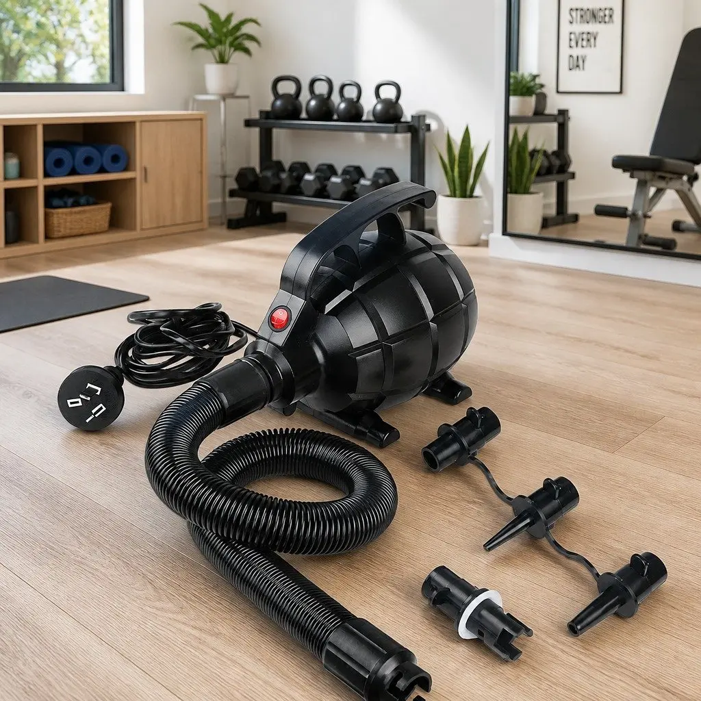 500W Electric Inflatable Air Pump Black for Gymnastics Mats and Home Fitness Quick Inflate Deflate