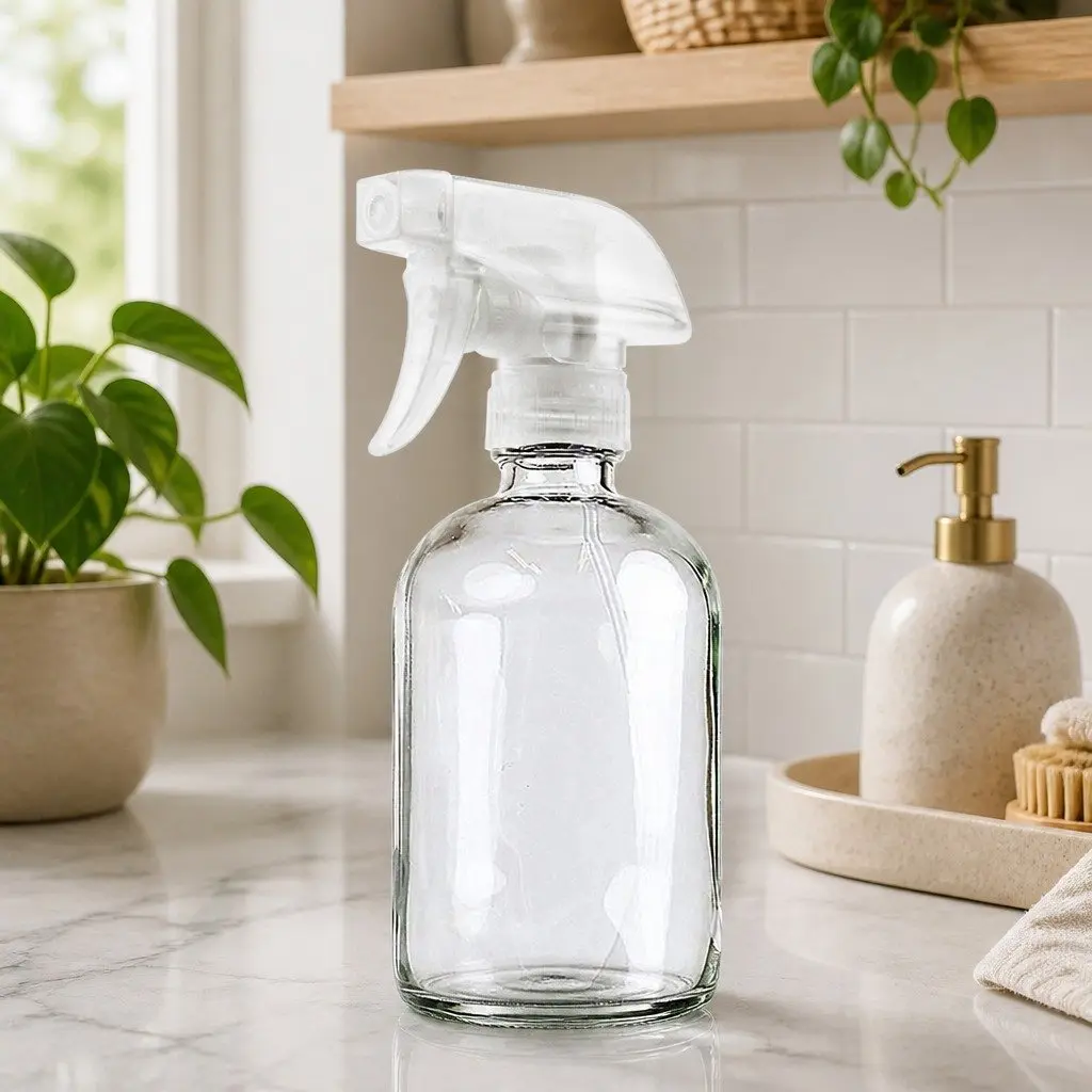 500ml Clear Glass Spray Bottles Adjustable Nozzle 6 Piece