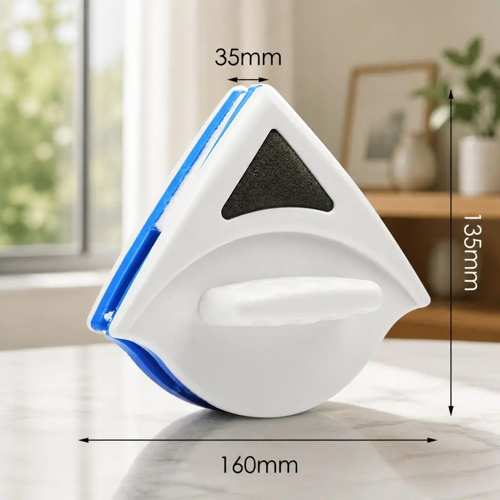 Magnetic Window Cleaner Double Sided Glass Wiper 16cm x 13.5cm x 7cm Blue