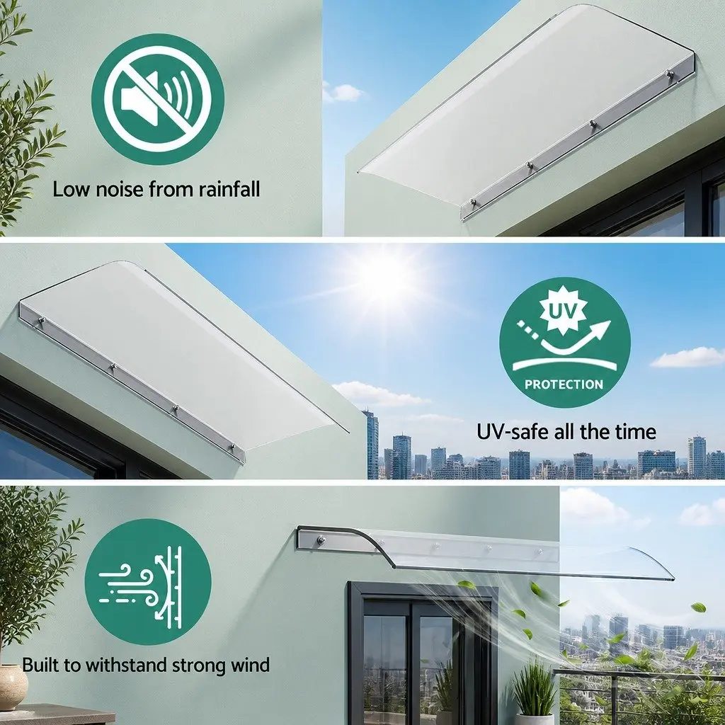 Window Door Awning PET Polycarbonate Sheet 0.4m x 1m Transparent UV Rain Resistant