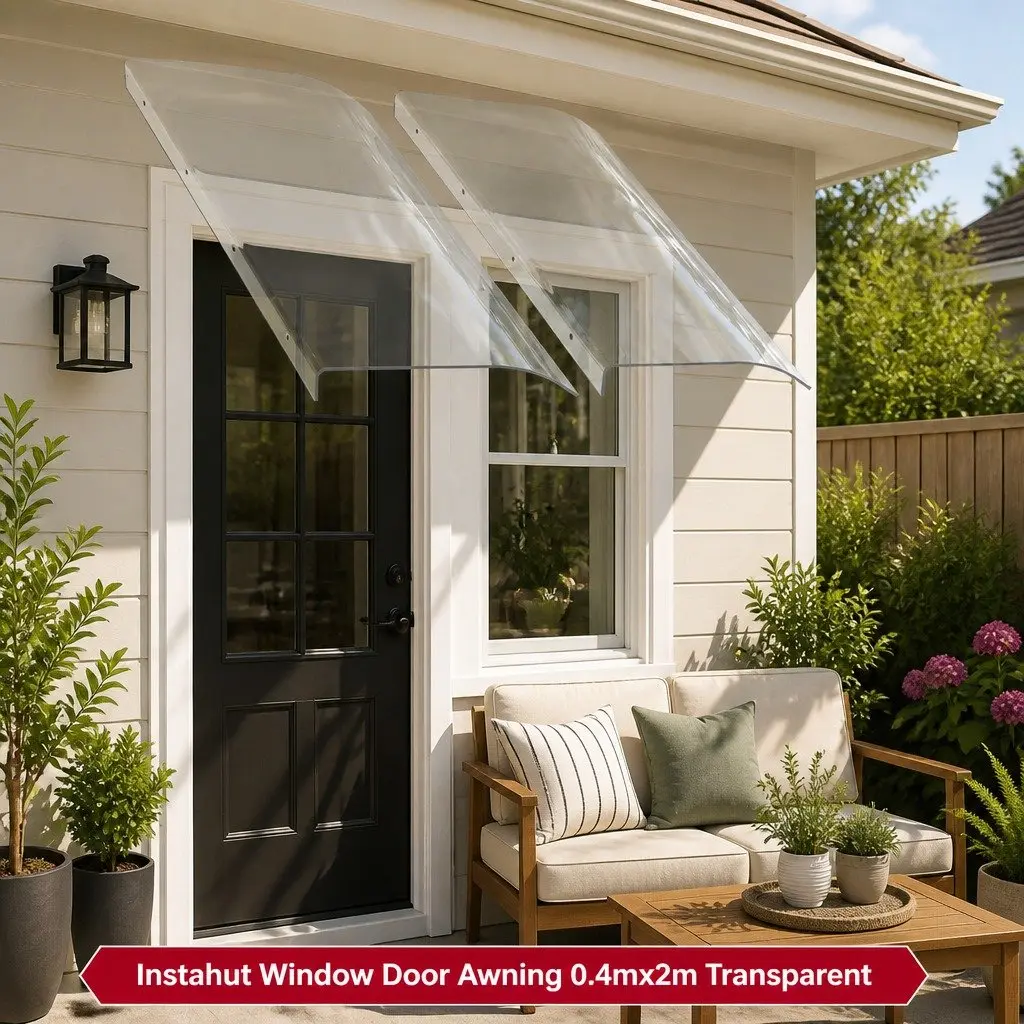 Window Door Awning Polycarbonate Sheet 0.4m x 2m Transparent UV Rain Protection