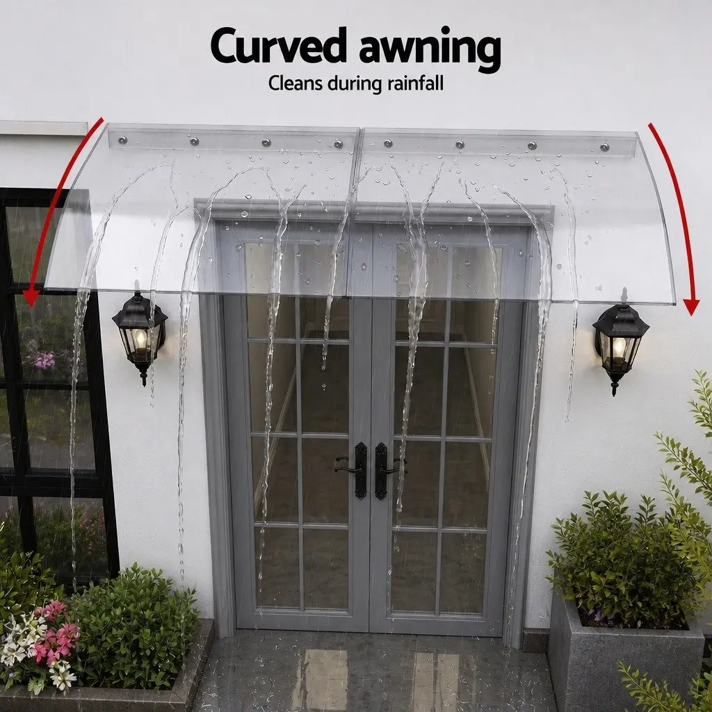 Window Door Awning Polycarbonate Sheet 0.4m x 2m Transparent UV Rain Protection