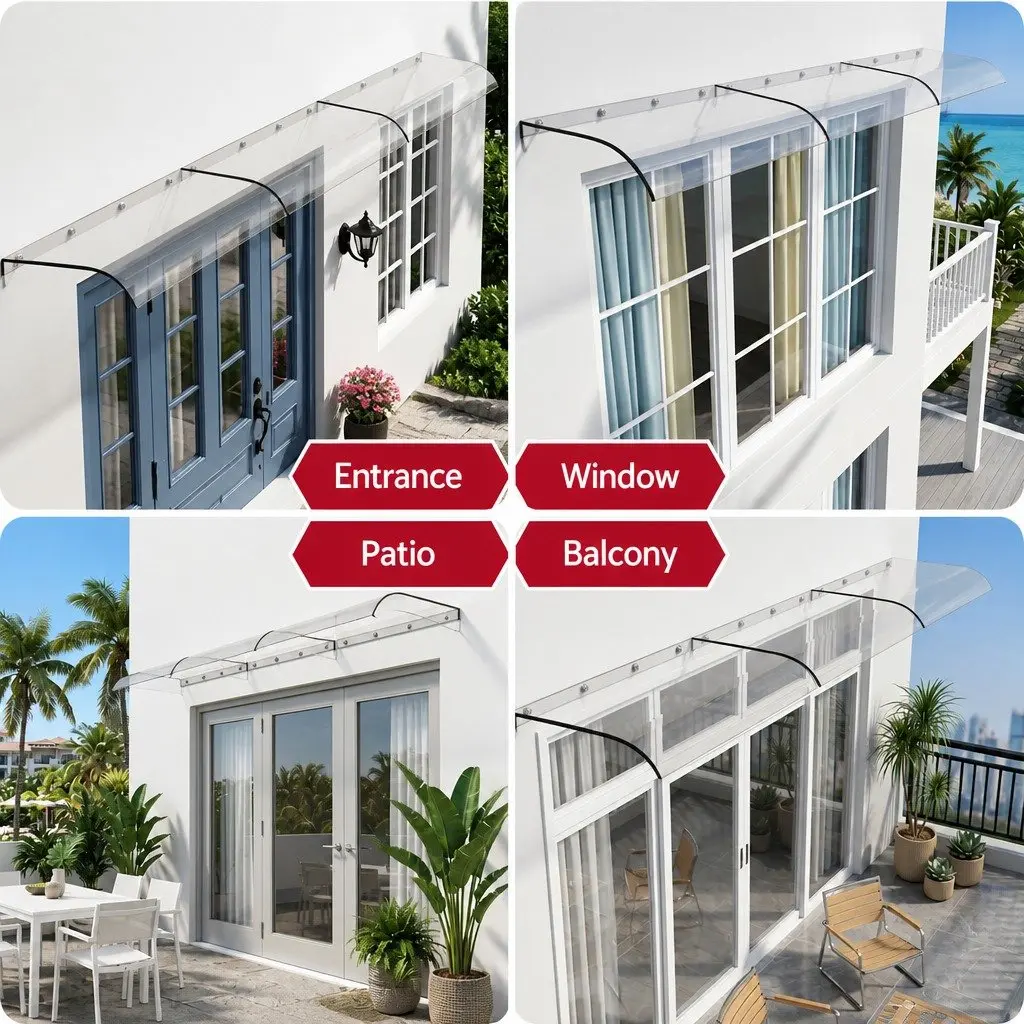 Awning Polycarbonate Sheet 0.4m x 3m Transparent DIY Installation