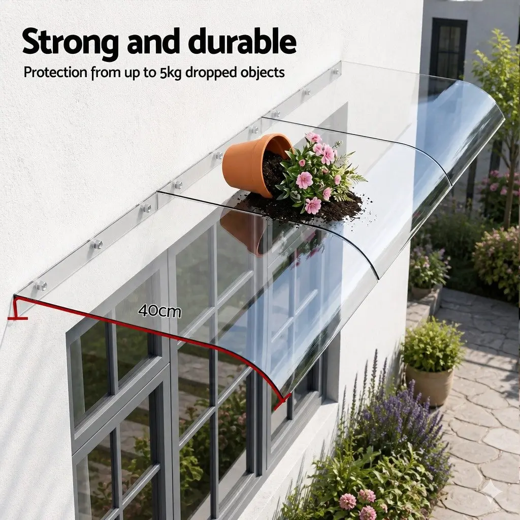 Awning Polycarbonate Sheet 0.4m x 3m Transparent DIY Installation