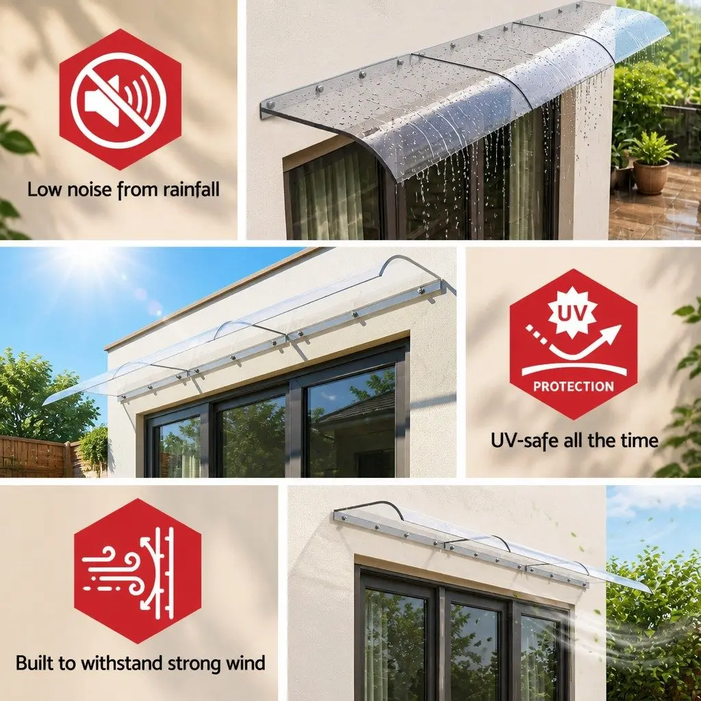 Awning Polycarbonate Sheet 0.4m x 3m Transparent DIY Installation