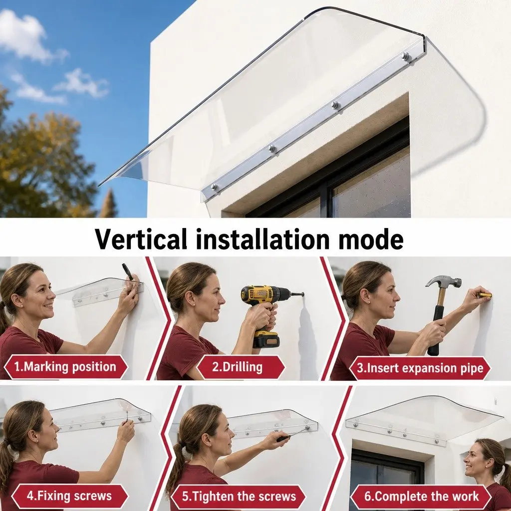 Awning Polycarbonate Sheet 0.4m x 3m Transparent DIY Installation