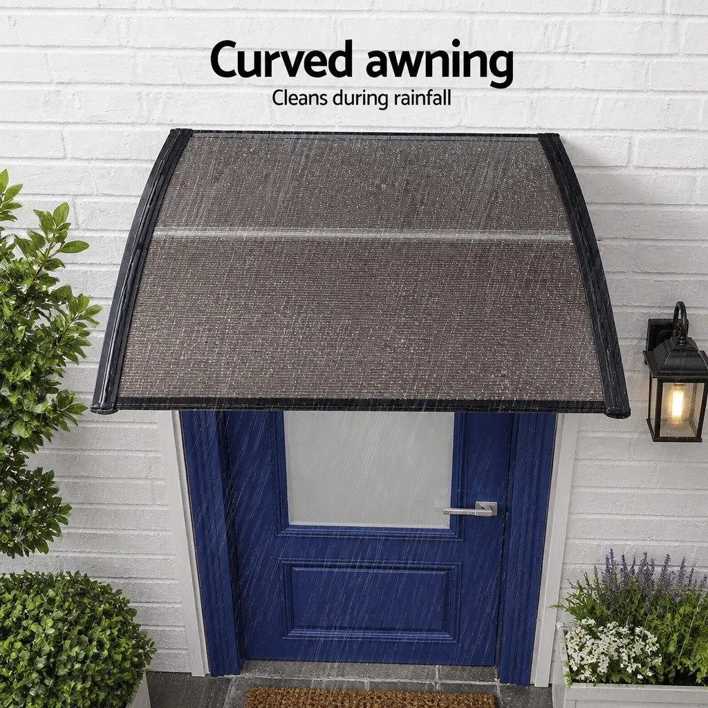 Awnings for Doors Windows Brown Black PC Panel 0.8m x 1m Hollow Canopy Shade Rain UV Resistant
