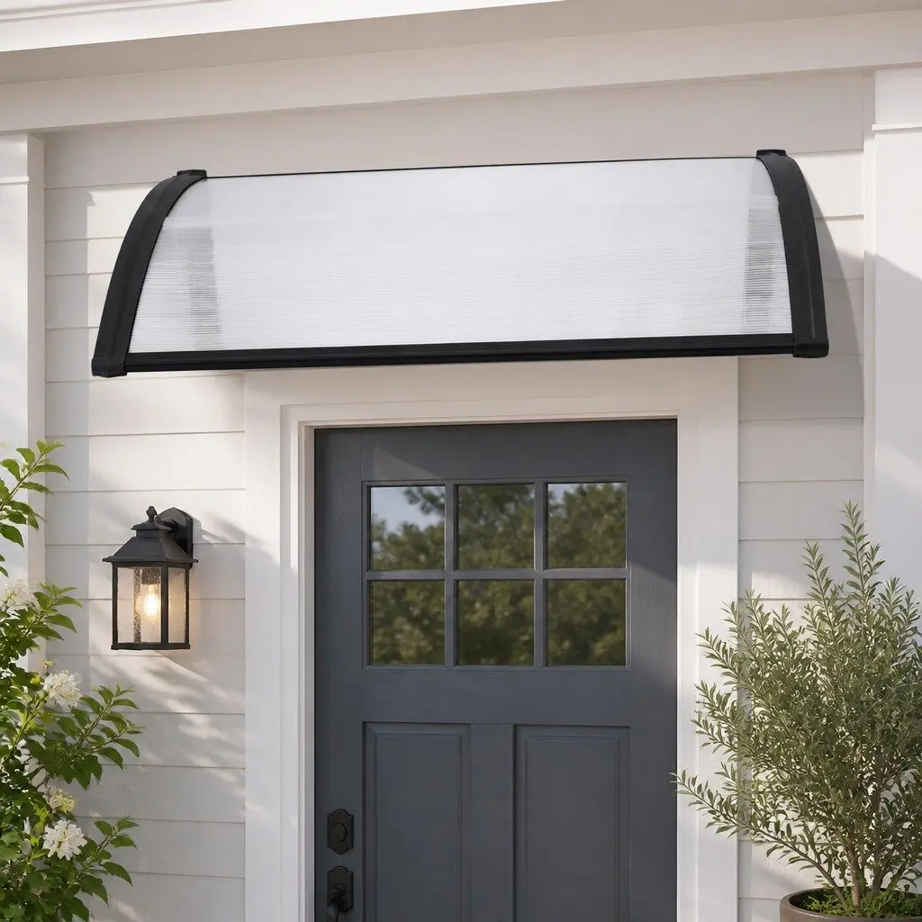 Window Door Awning 0.8M x 1M Transparent PC Panel Canopy Balcony Cover