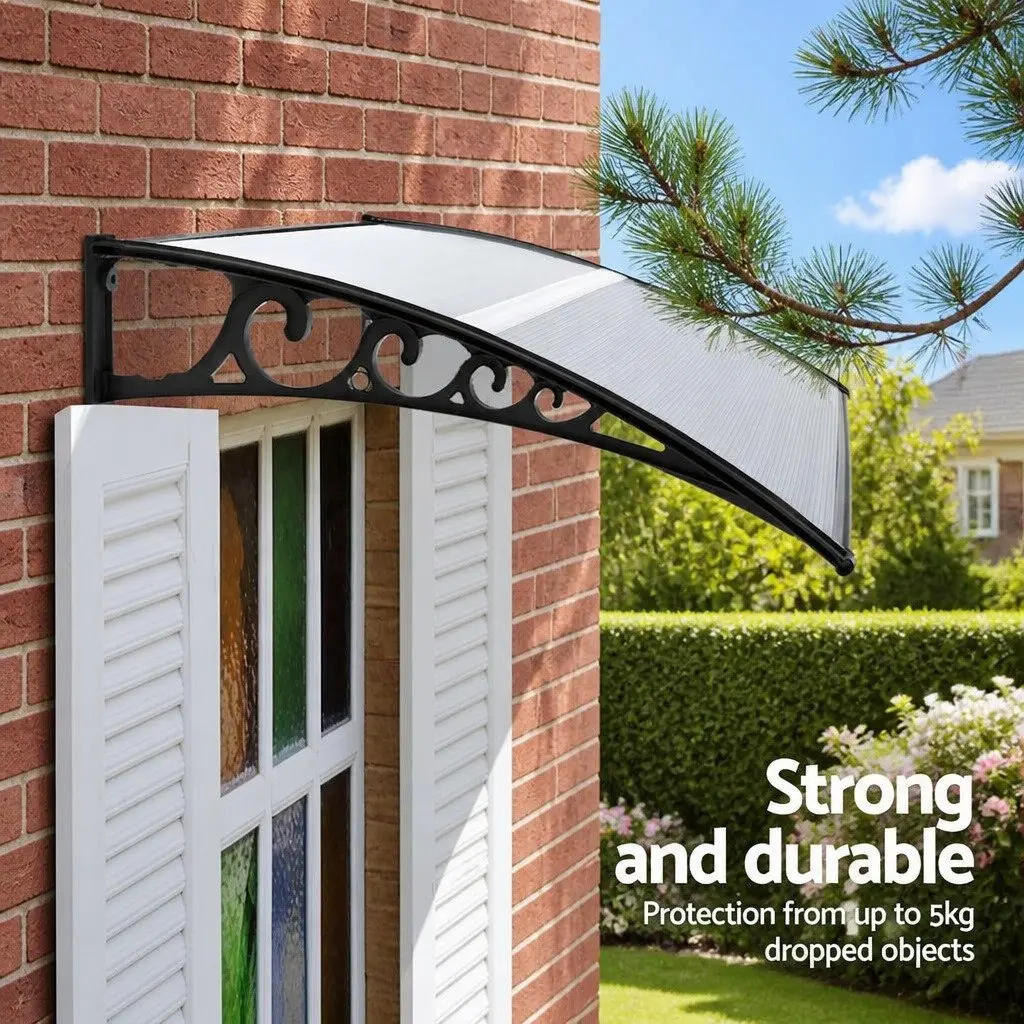 Window Door Awning 0.8M x 1M Transparent PC Panel Canopy Balcony Cover