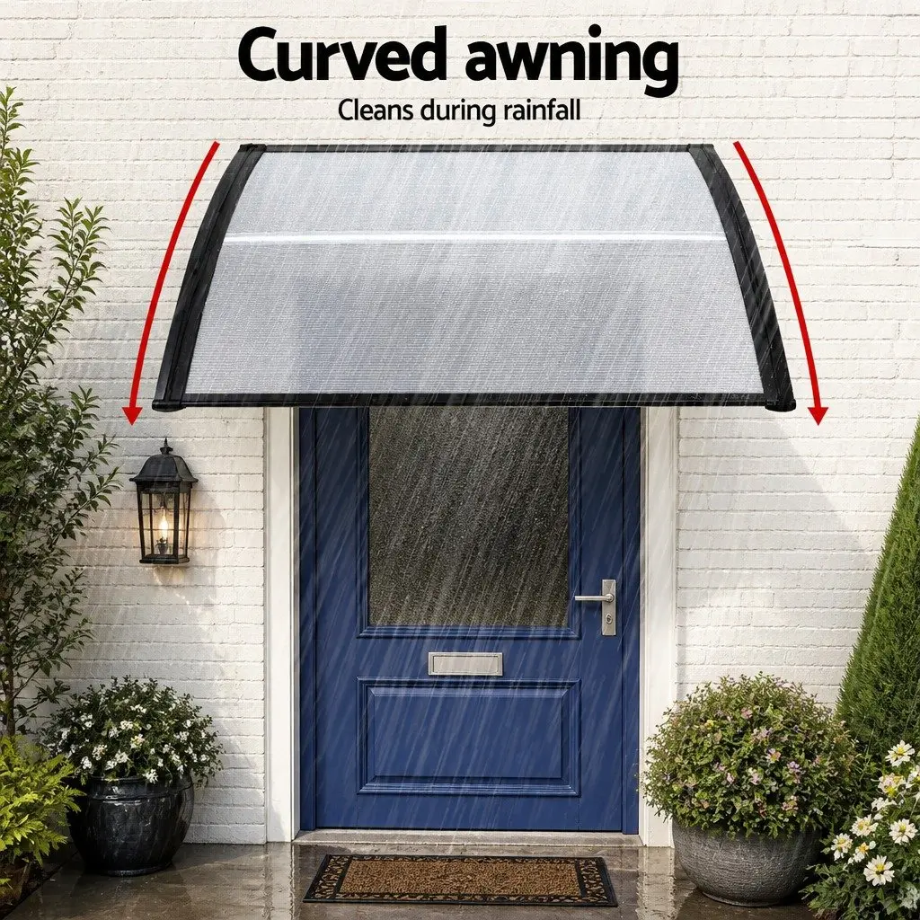 Window Door Awning 0.8M x 1M Transparent PC Panel Canopy Balcony Cover
