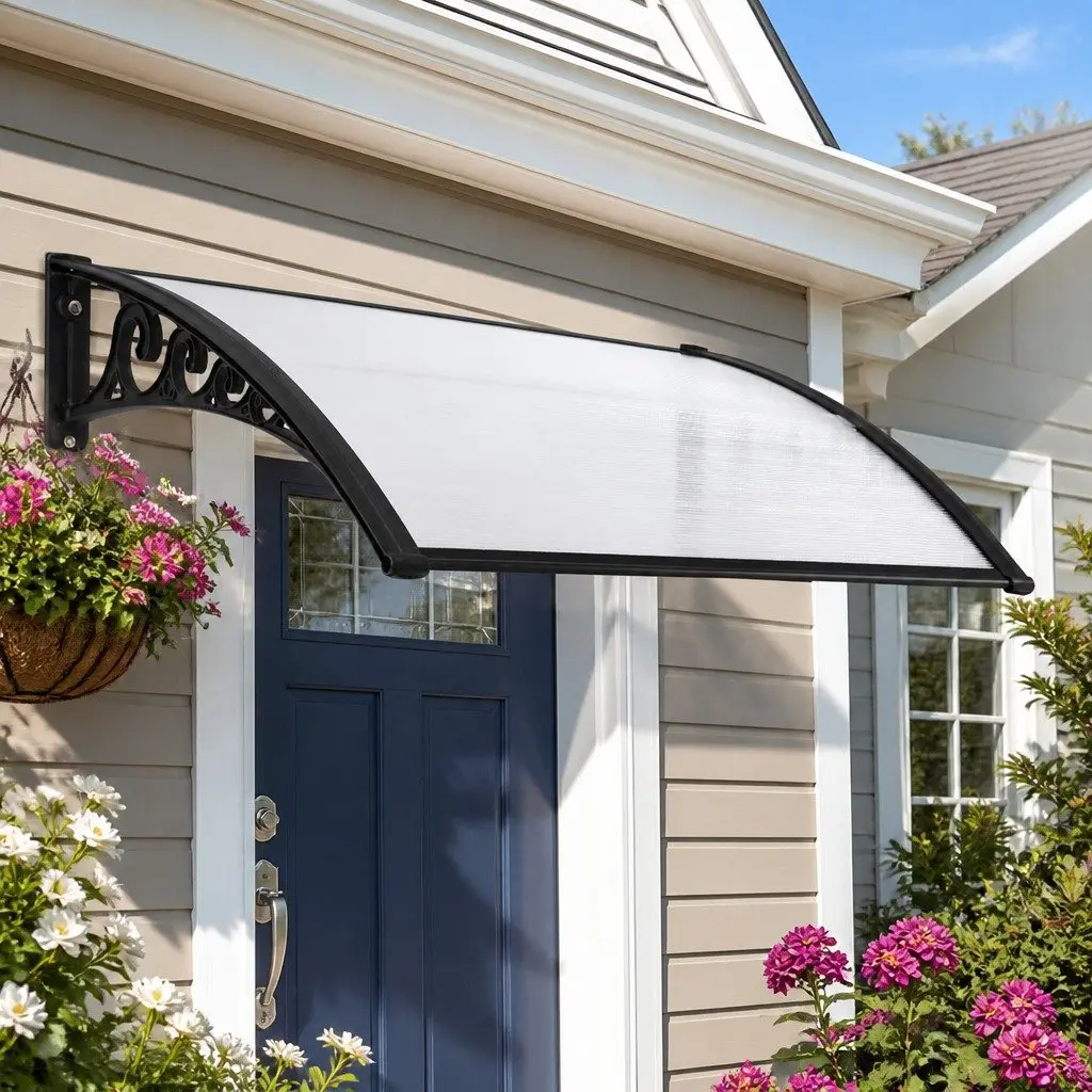 Window Door Awning 0.8M x 1M Transparent PC Panel Canopy Balcony Cover