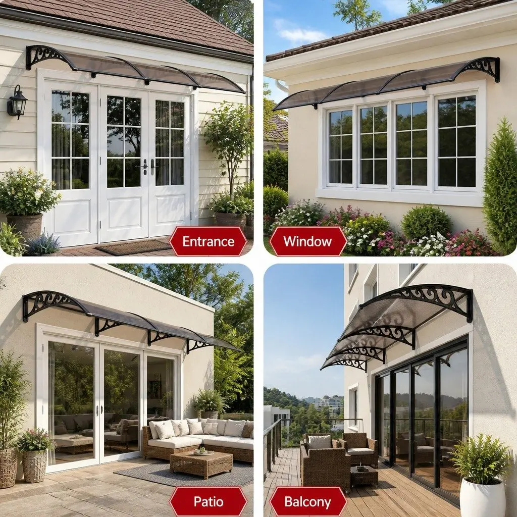 Window Door Awning Polycarbonate Panel 0.8m x 3m Brown