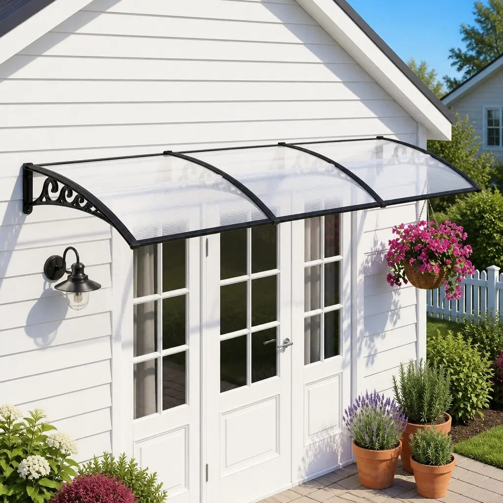 Window Door Awning 0.8mx3m Transparent PC Panel Canopy Balcony Cover