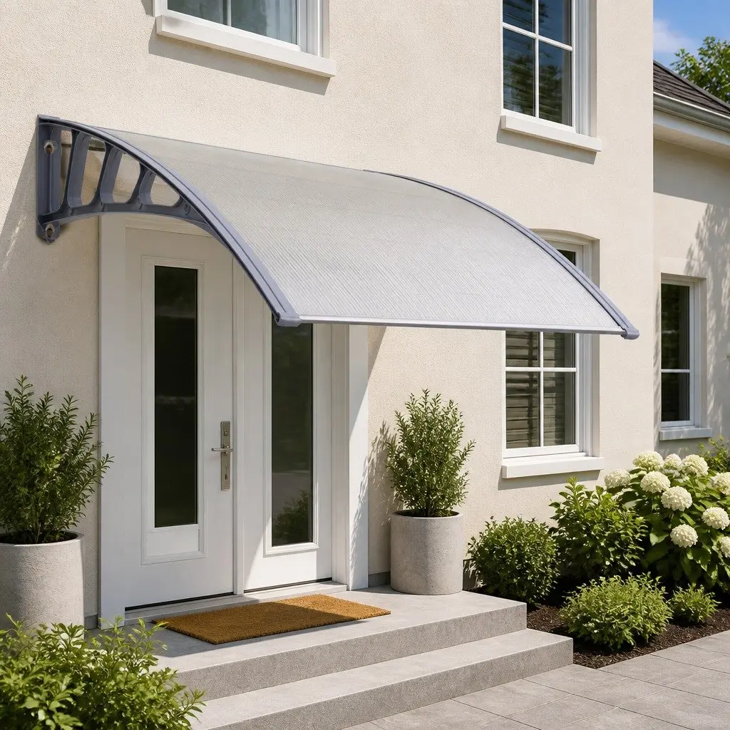 Window Door Awning Canopy 1.5M x 2M Clear Panel Grey Frame DIY Outdoor Shade