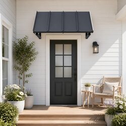 Window Door Awning Canopy 1m x 1.2m Black Metal Frame Porch Shade Shelter