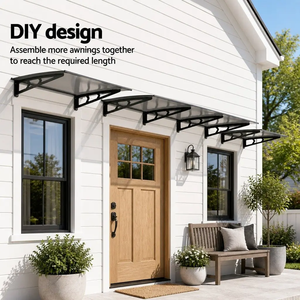 1m x 3m Grey Awning Canopy for Home Entryways