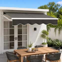 Practical Manual Retractable Folding Arm Awning Grey 2m x 1.5m