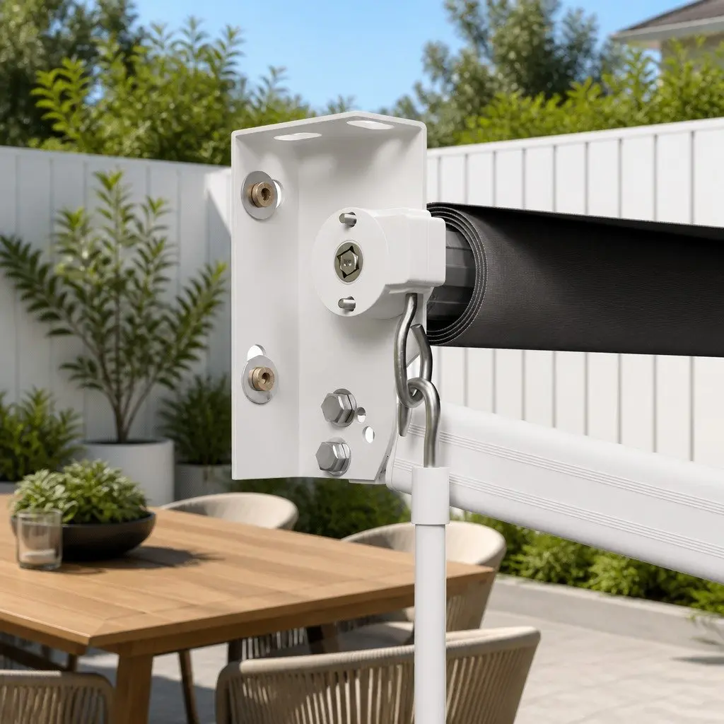 Folding Arm Awning Manual Retractable Sunshade Aluminium Frame Polyester Fabric 2m x 1.5m Grey