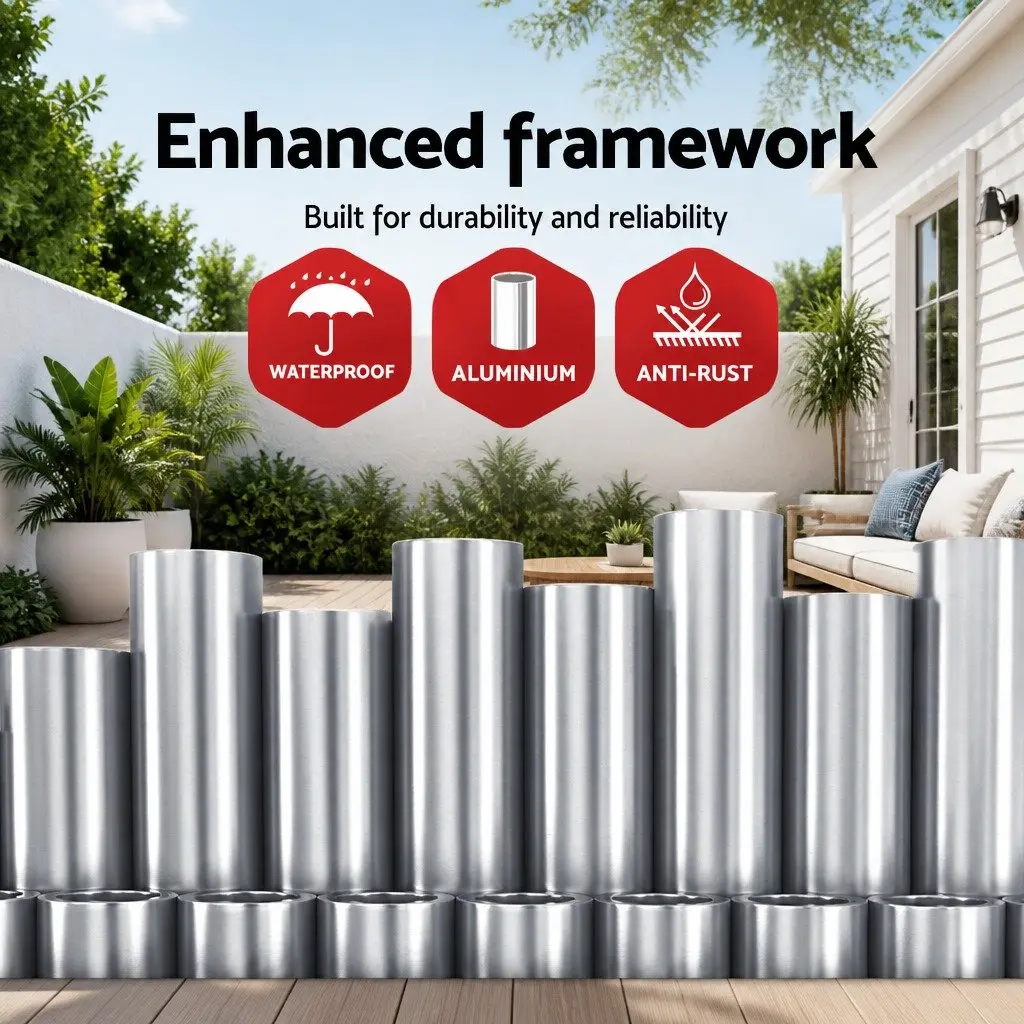Folding Patio Awning Manual Retractable Sunshade 2.5m x 2m Grey Aluminium Frame Polyester Fabric