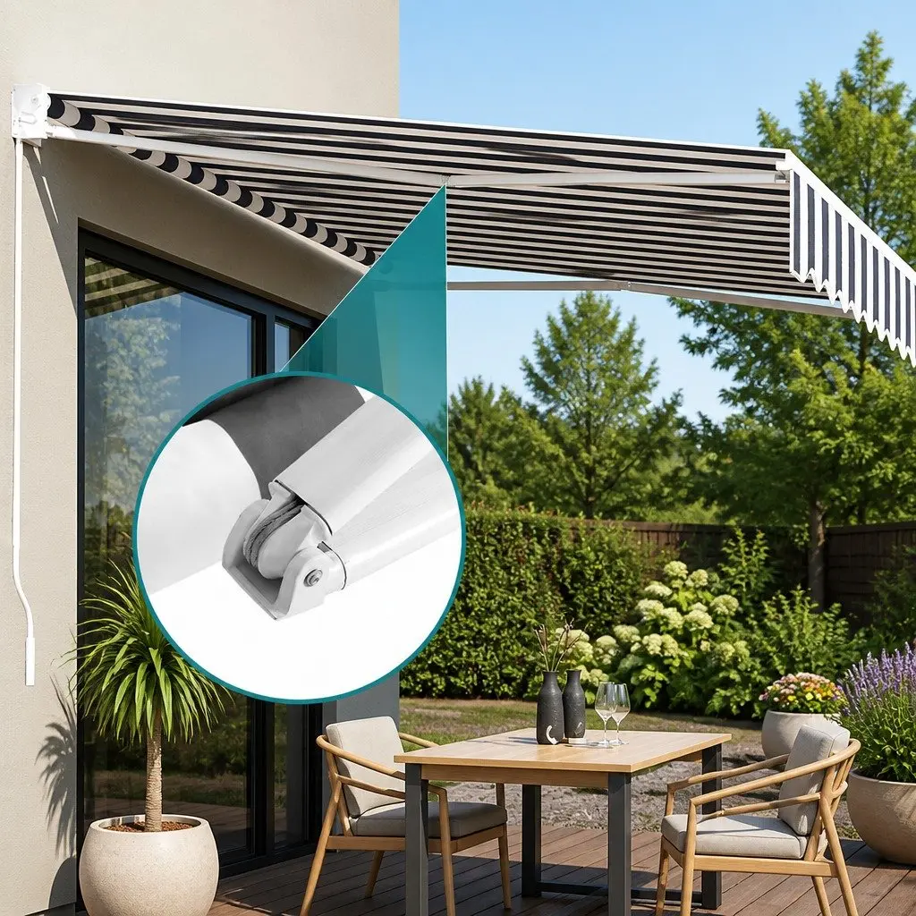 Folding Arm Awning Retractable Aluminium 2.5m x 2m Grey or White