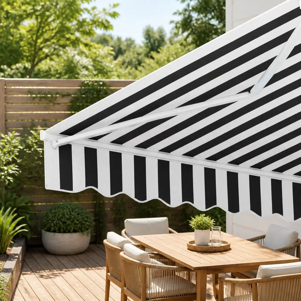 Folding Arm Awning Manual Sunshade Aluminium 3m x 2.5m Grey