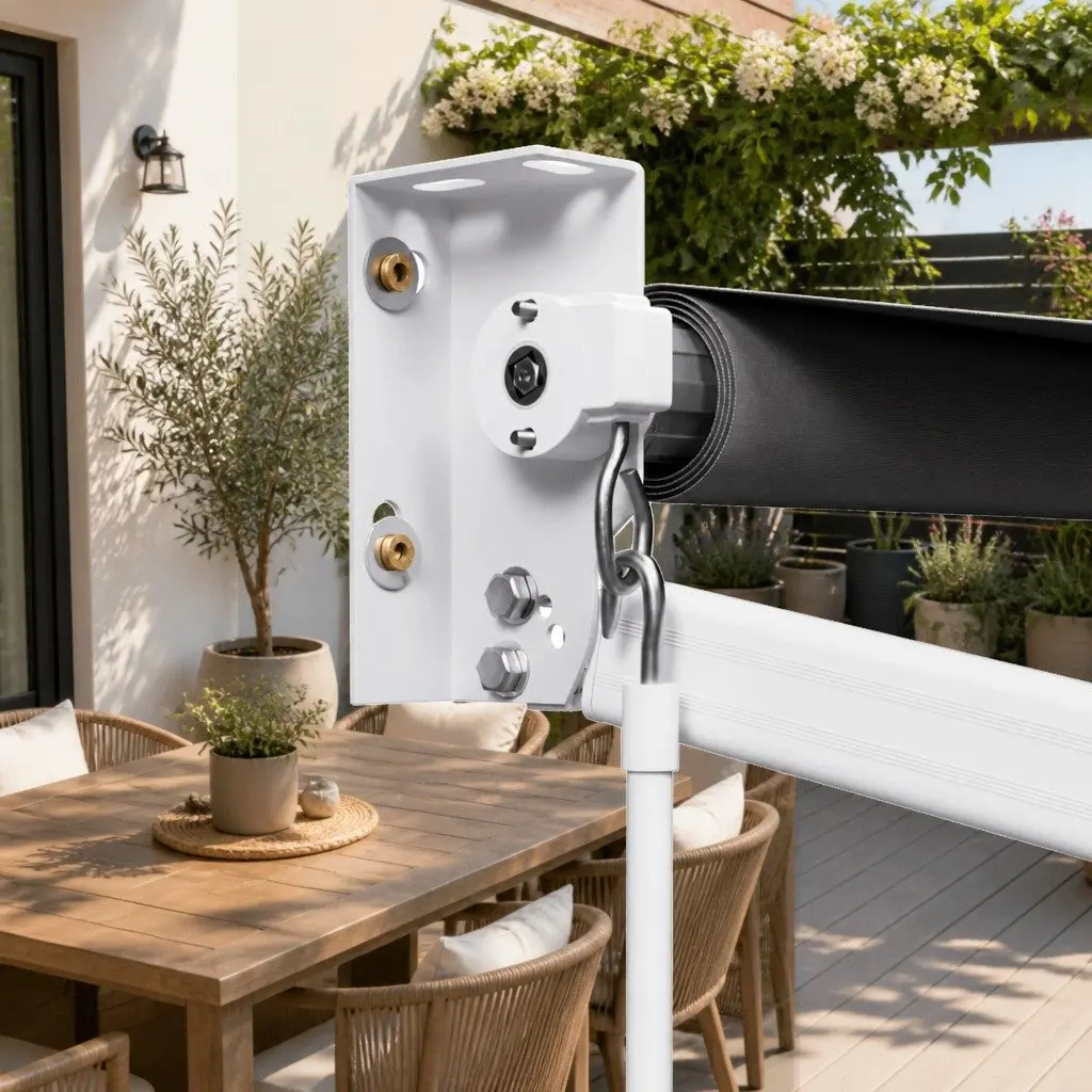 Retractable Folding Arm Awning Manual 4m x 3m Sunshade Garden Patio Grey