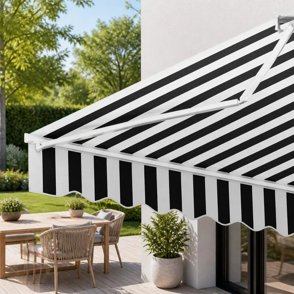 Folding Arm Awning Aluminium 4m x 3m Grey or White