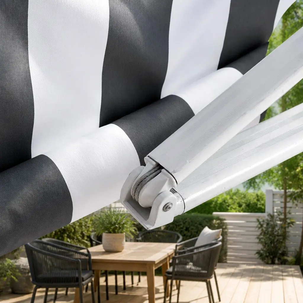 Folding Arm Awning Aluminium 4m x 3m Grey or White