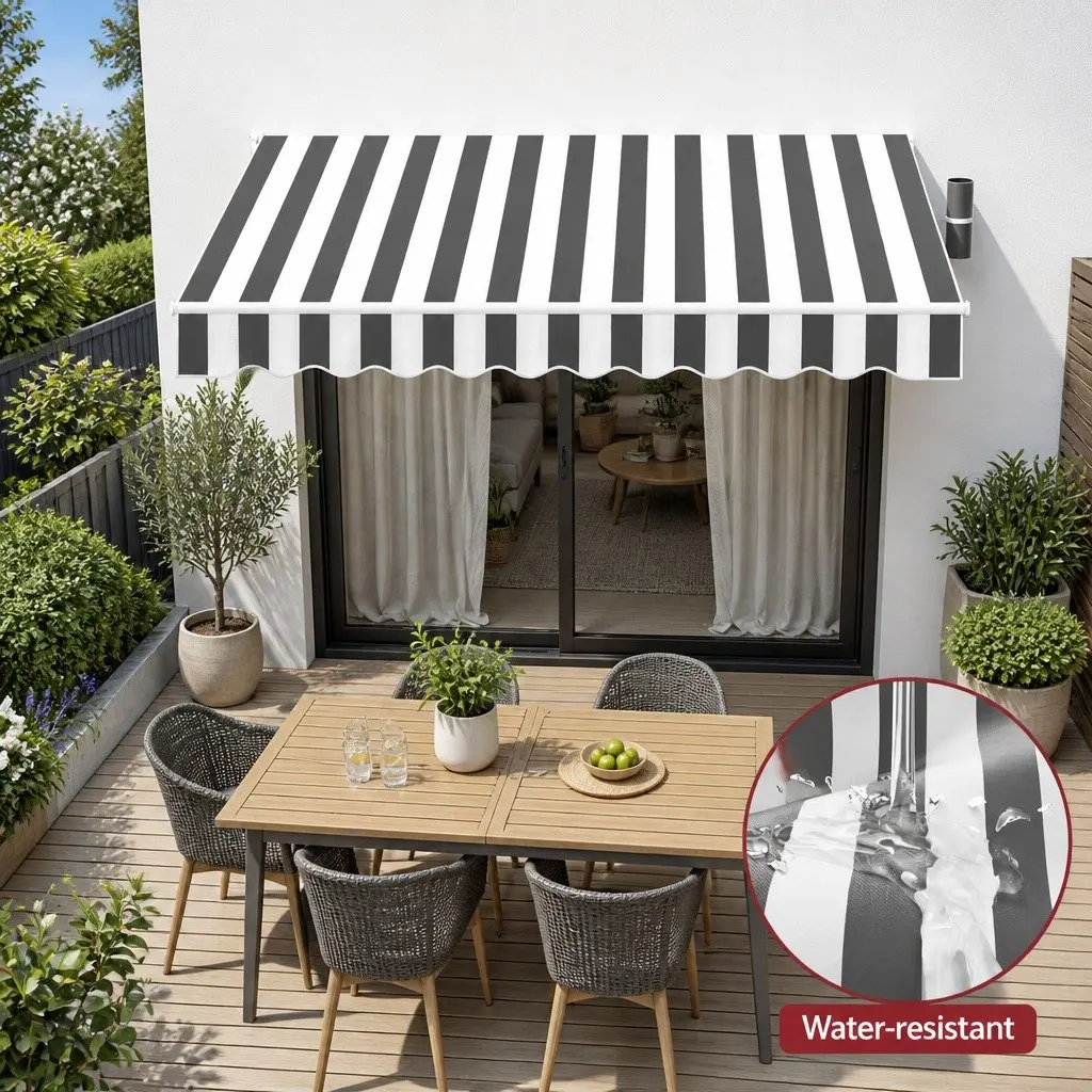 Folding Arm Awning Aluminium 4m x 3m Grey or White