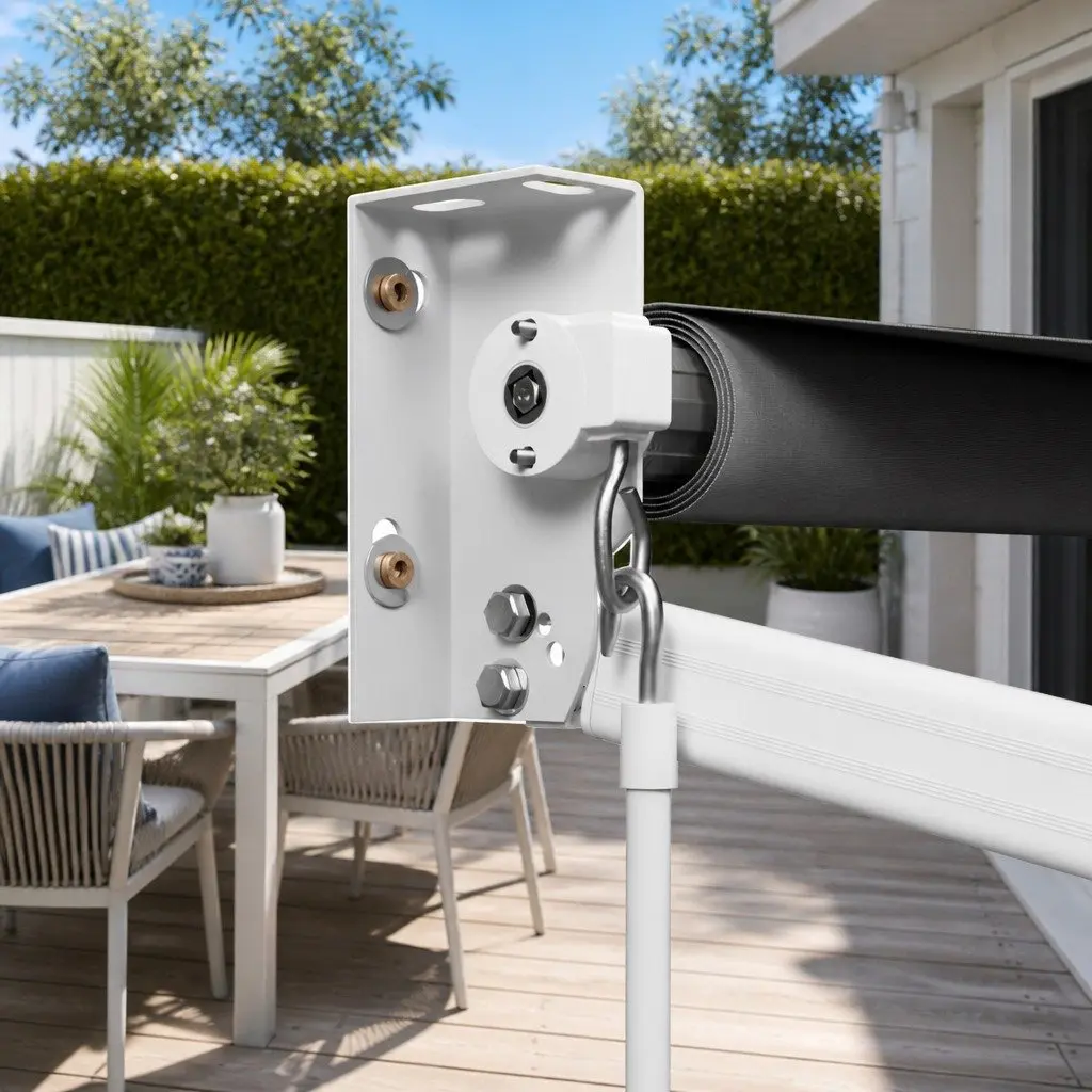 Folding Arm Awning Manual Hand Crank Aluminium Frame 4.5M x 2.5M Grey